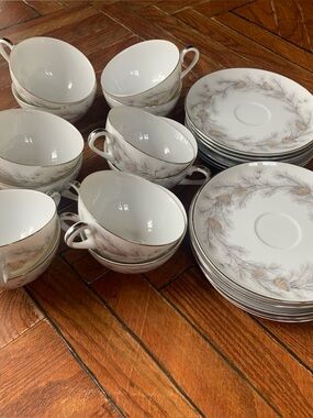 Sango Sierra Pines 12 Tea Coffee Cups With Saucers Dishes Plates China Christmas